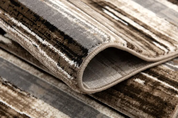 6' X 9' Beige Striped Dhurrie Area Rug