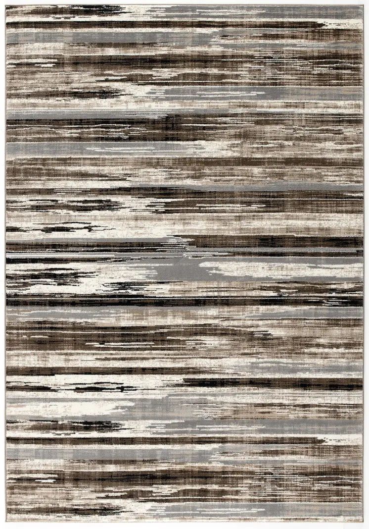 6' X 9' Beige Striped Dhurrie Area Rug