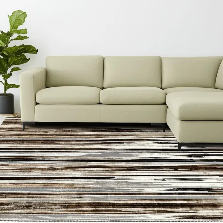 8' X 10' Beige Striped Dhurrie Area Rug