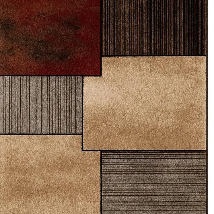 8' Beige And Brown Abstract Shag Runner Rug