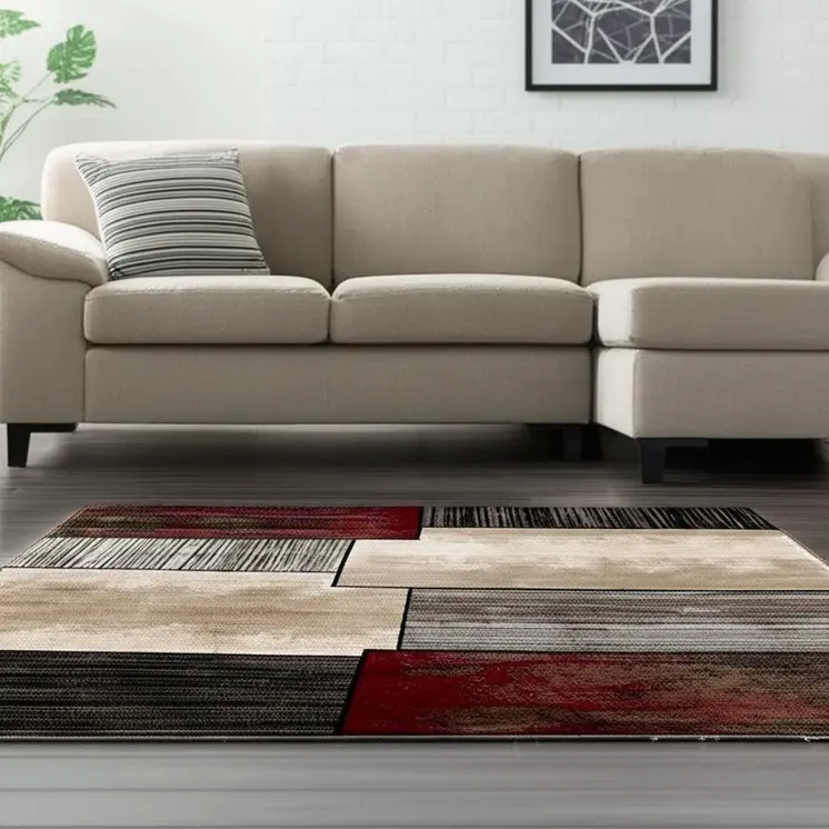 6' X 9' Brown Abstract Dhurrie Area Rug