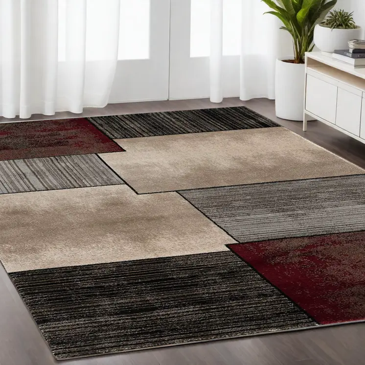 8' X 11' Brown And Beige Abstract Area Rug