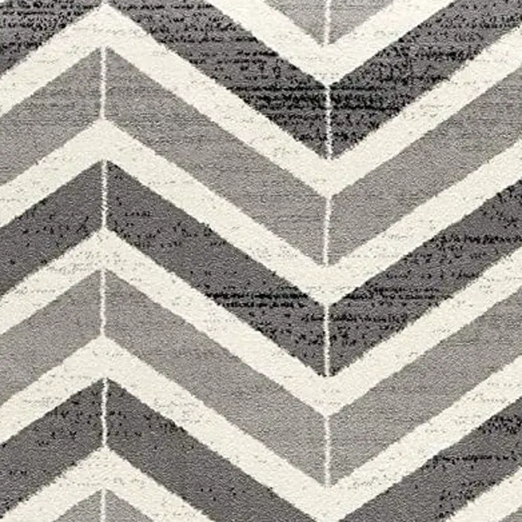 13' Gray And Ivory Chevron Distressed Runner Rug
