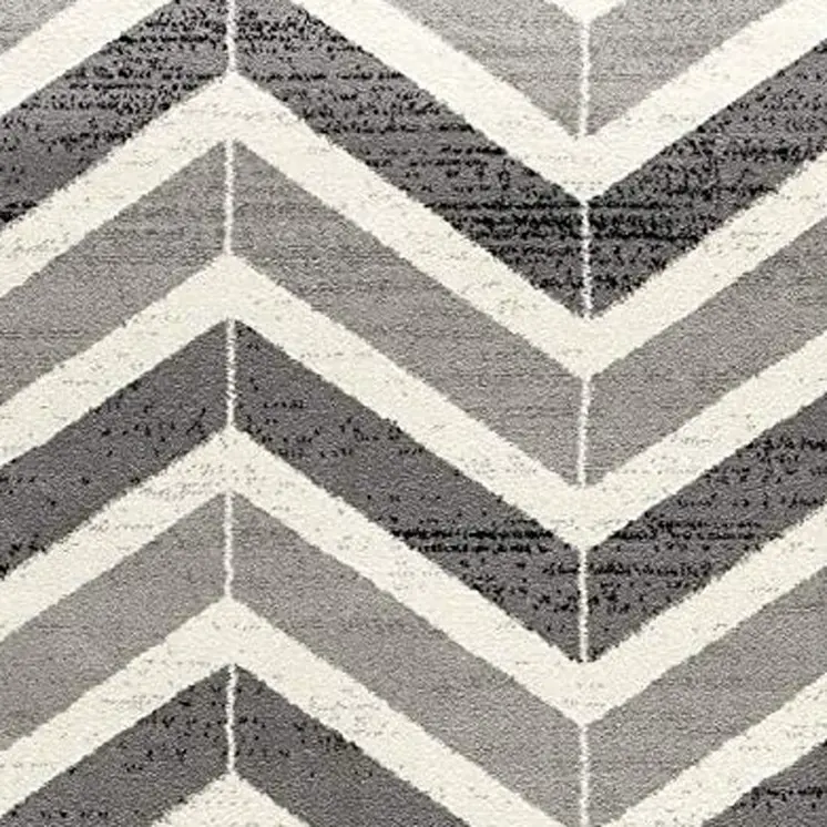 2' X 4' Gray And Ivory Chevron Distressed Area Rug