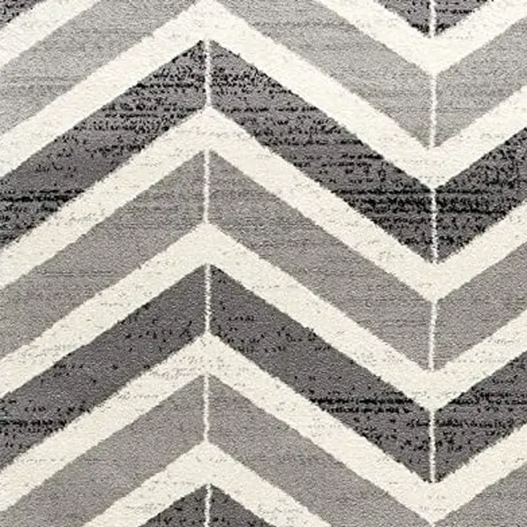3' X 5' Gray And Ivory Chevron Distressed Area Rug