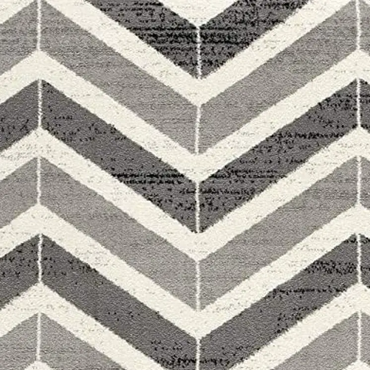 3' X 5' Gray And Ivory Chevron Distressed Area Rug