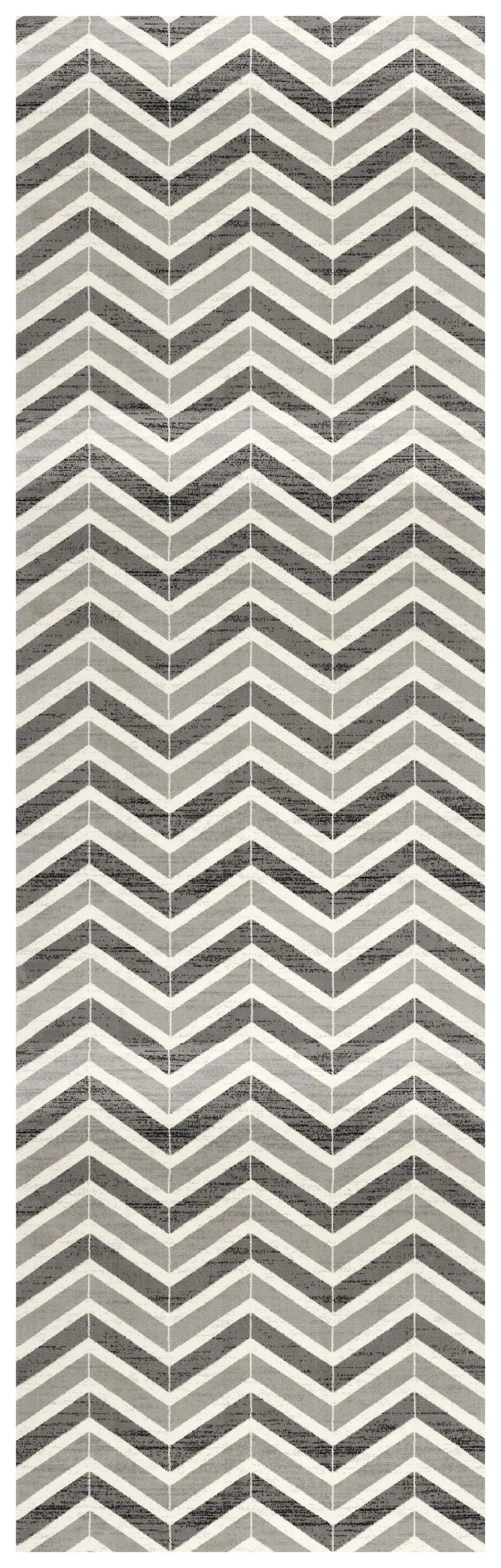 8' Gray Chevron Power Loom Runner Rug