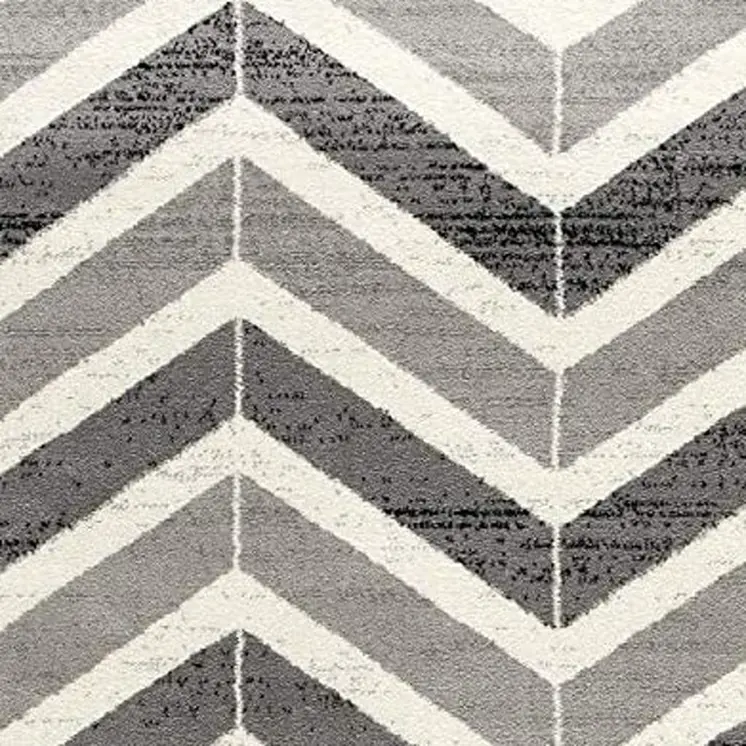 4' X 6' Gray Chevron Power Loom Area Rug