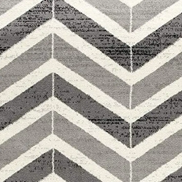 5' X 8' Gray Chevron Dhurrie Area Rug