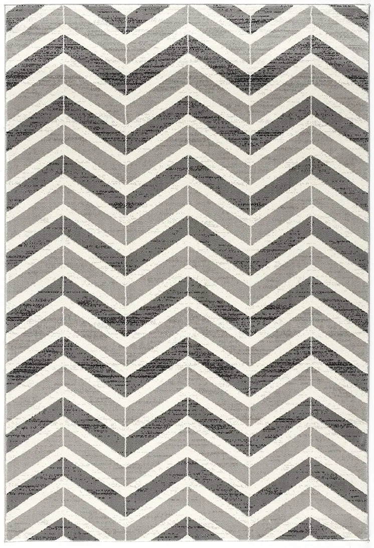 8' X 11' Gray Chevron Dhurrie Area Rug
