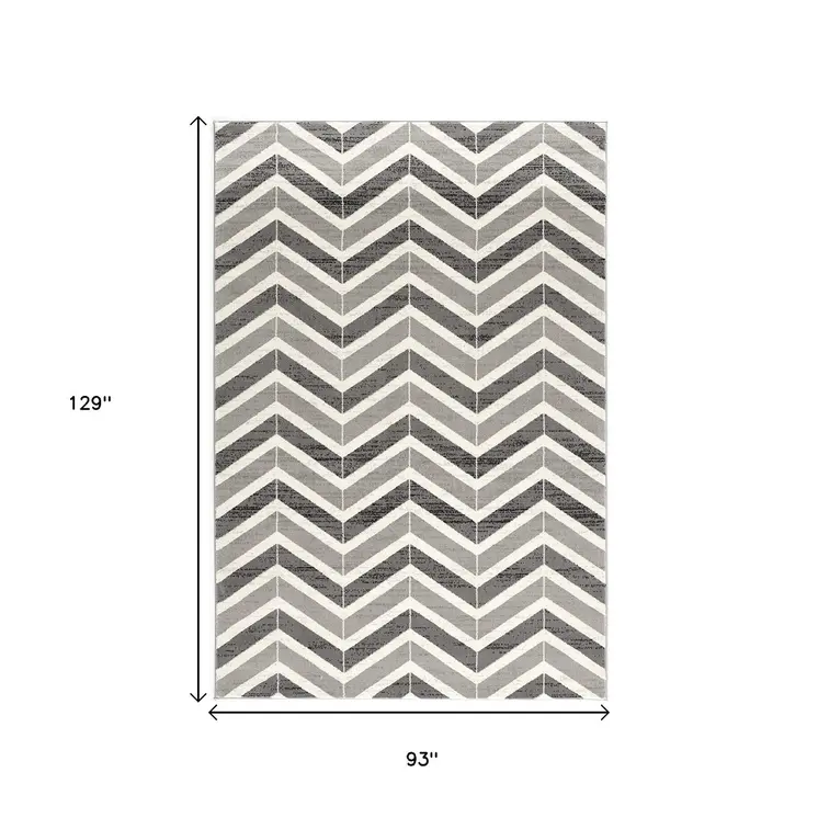 8' X 11' Gray Chevron Dhurrie Area Rug