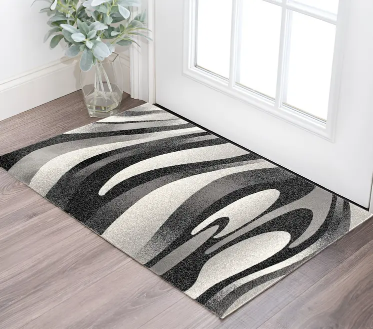 2' X 4' Gray Abstract Dhurrie Area Rug