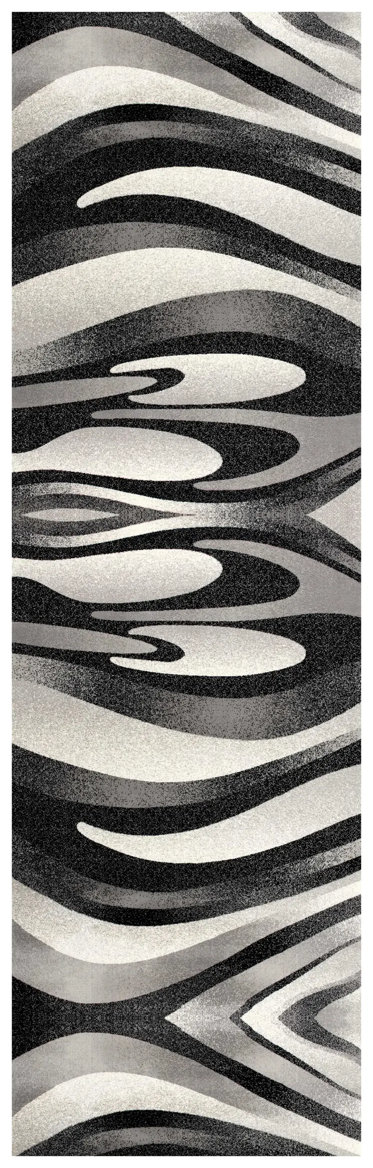 8' Gray Abstract Power Loom Runner Rug