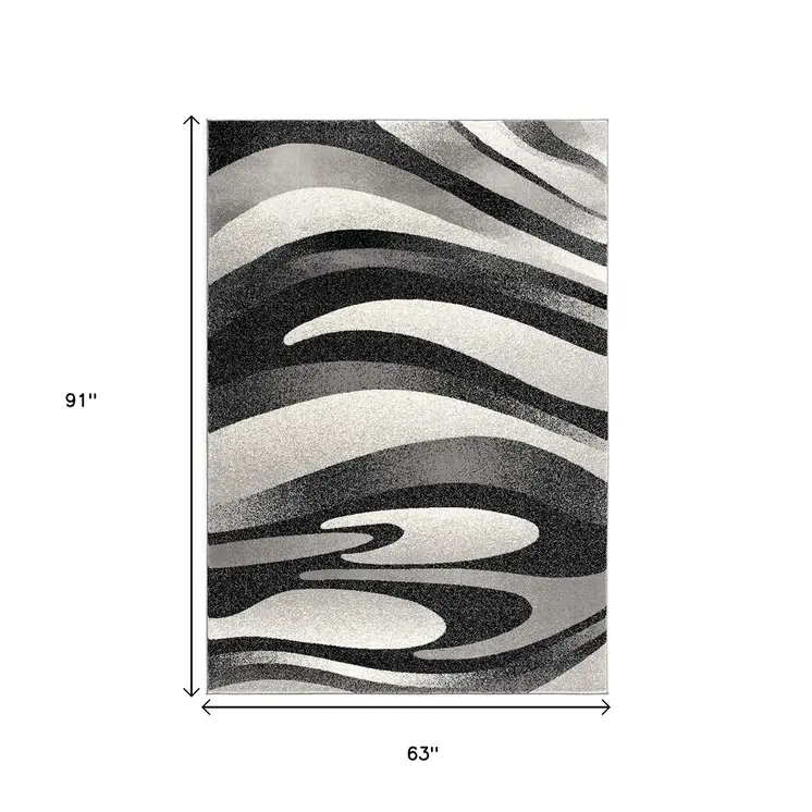 5' X 7' Gray Abstract Dhurrie Area Rug