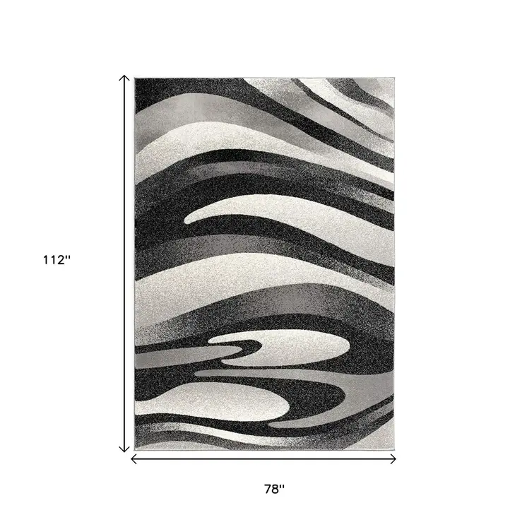 6' X 9' Gray Abstract Dhurrie Area Rug