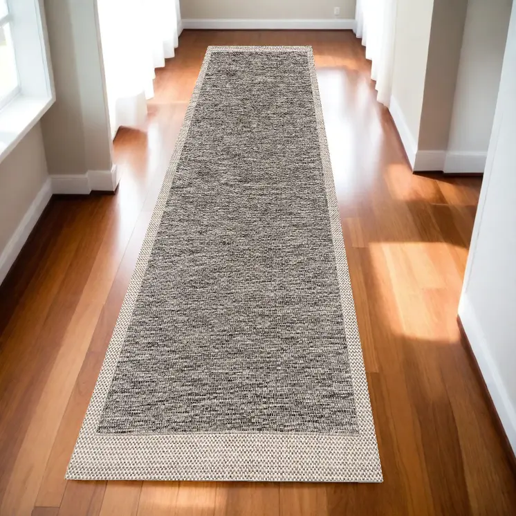 20' Beige And Gray Abstract Runner Rug