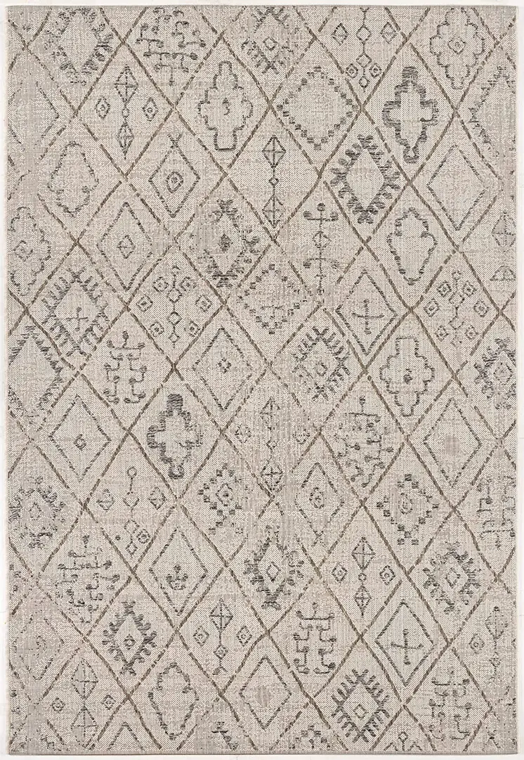 5' X 7' Ivory Geometric Berber Area Rug