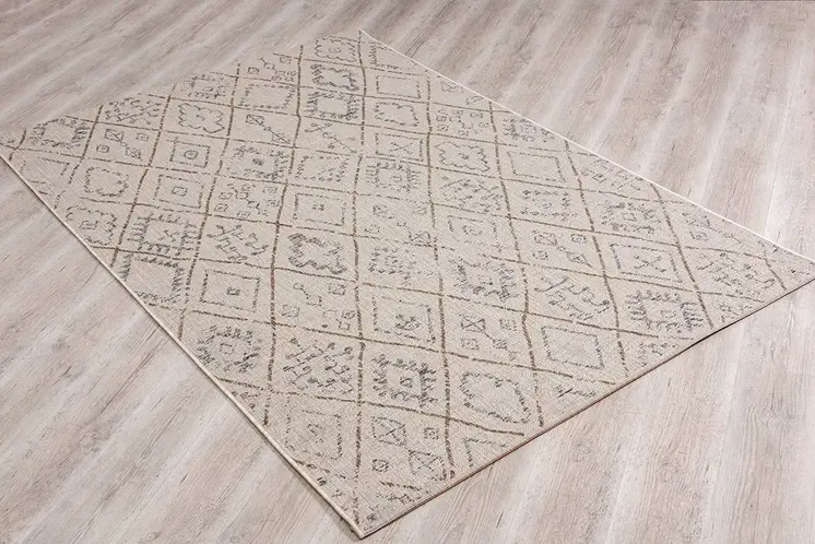 5' X 7' Ivory Geometric Berber Area Rug