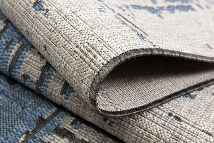 5' X 7' Blue and Gray Abstract Area Rug