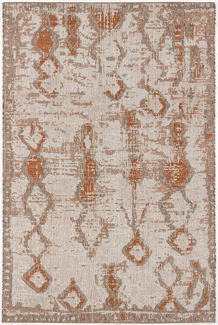 5' X 7' Beige and Brown Abstract Area Rug