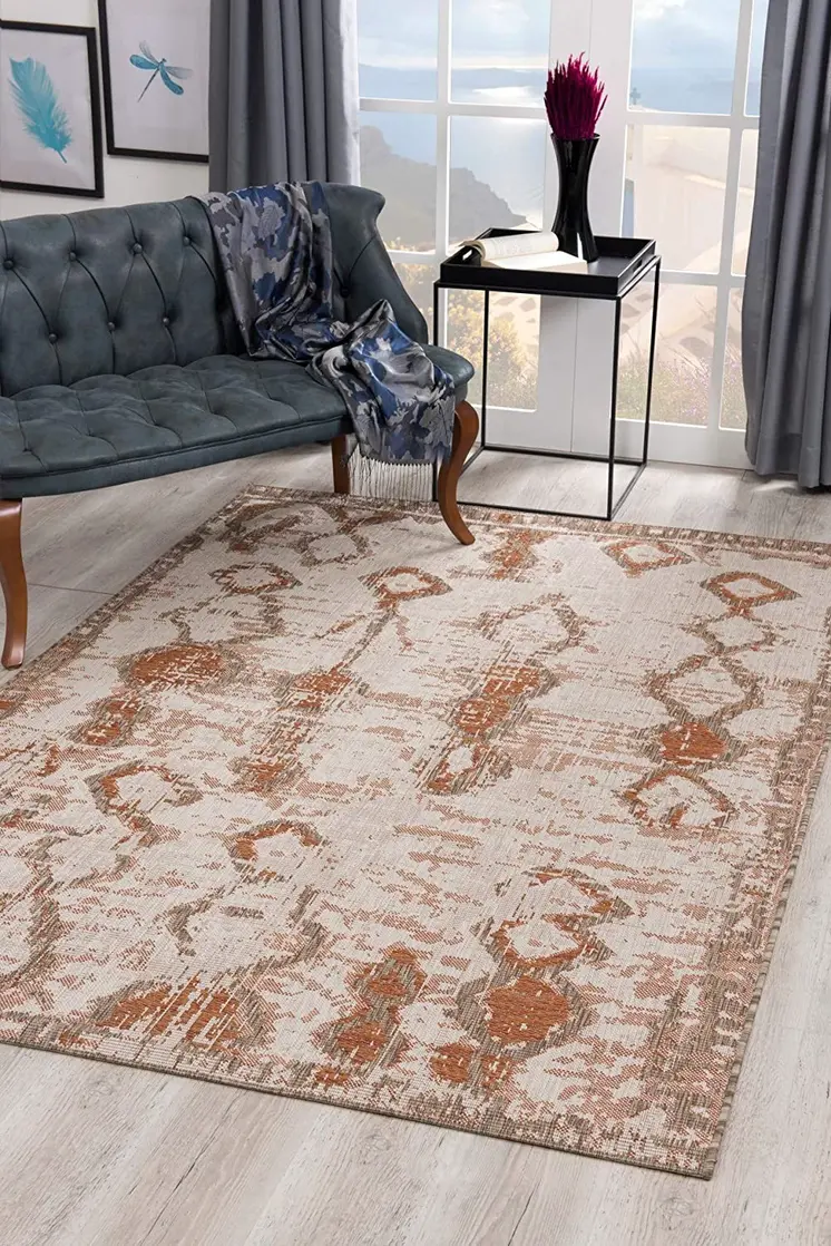 5' X 7' Beige and Brown Abstract Area Rug