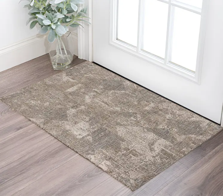 3' X 5' Ivory Distressed Diamonds Area Rug