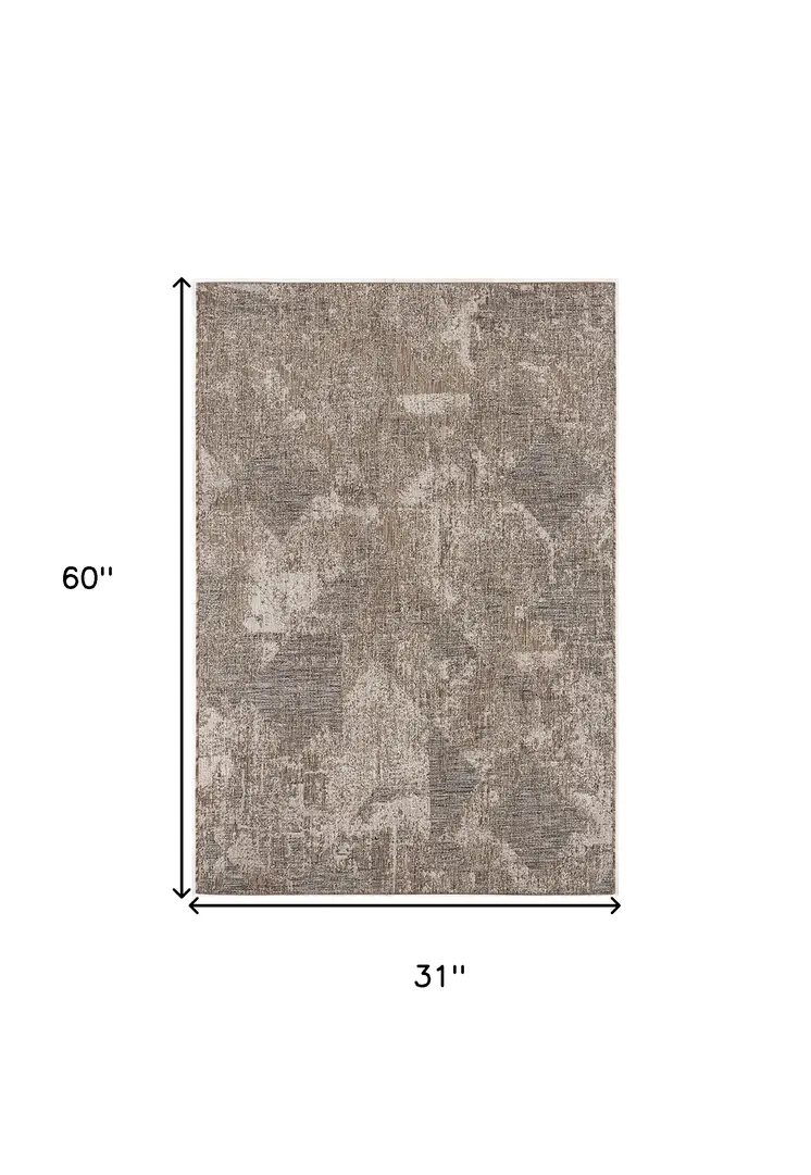 3' X 5' Ivory Distressed Diamonds Area Rug