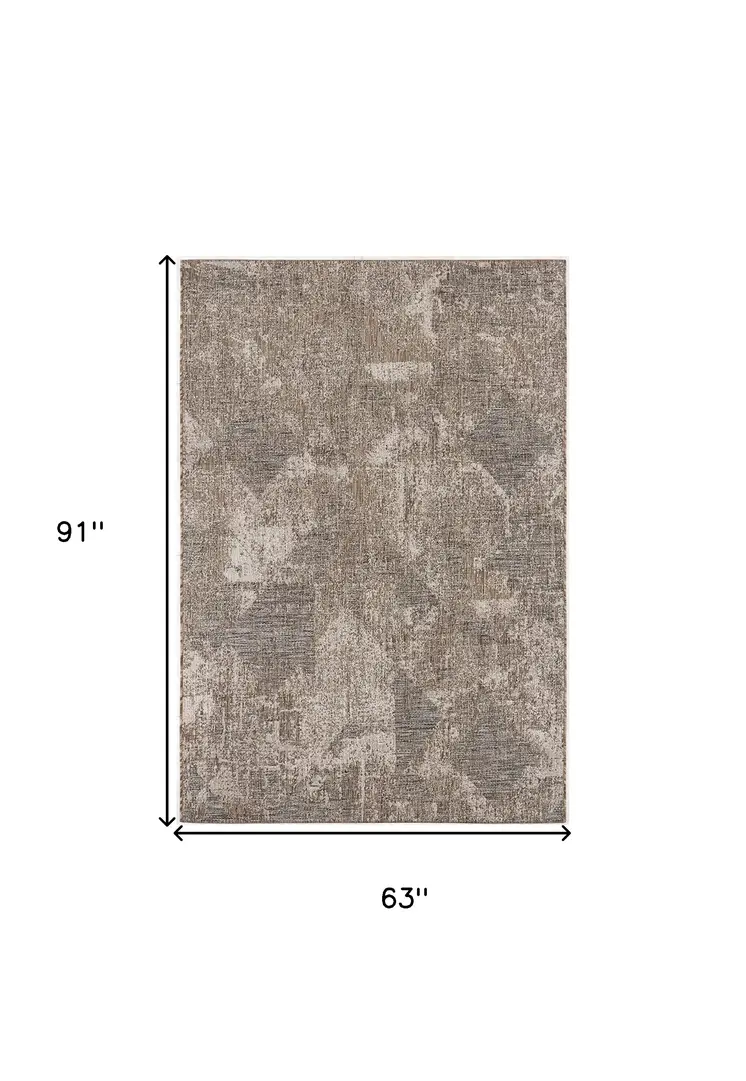 5' X 7' Gray and Ivory Abstract Area Rug