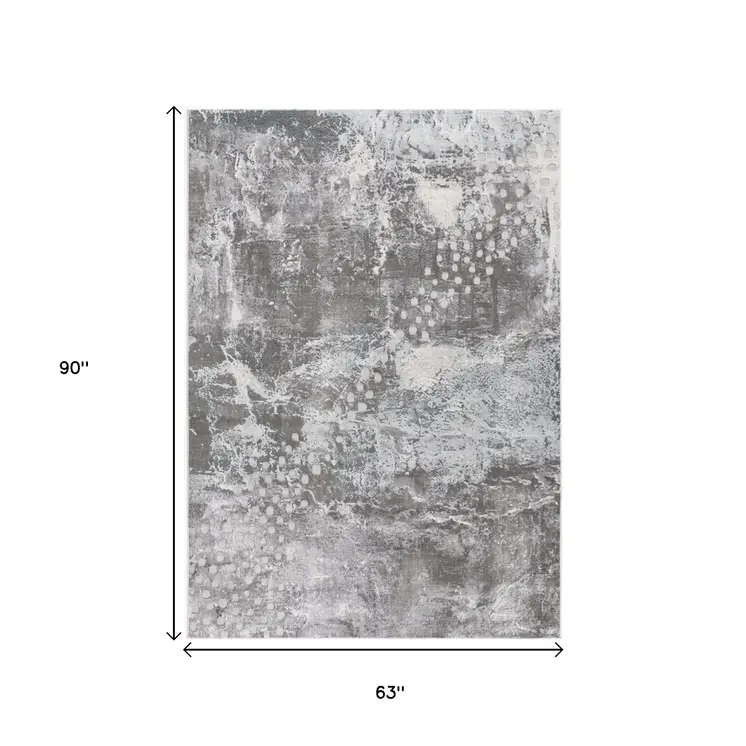 5' X 7' Blue Abstract Power Loom Area Rug