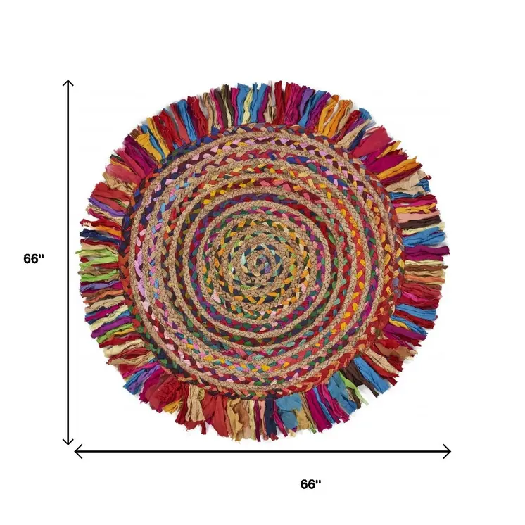 6' Natural Hand Woven Round Rug