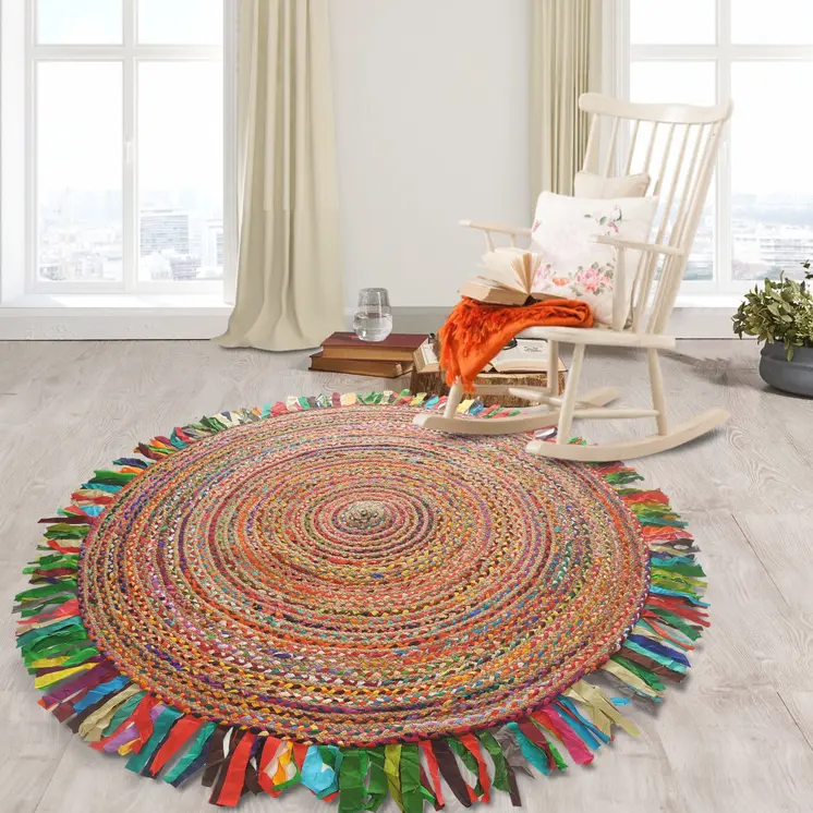 6' Natural Hand Woven Round Rug