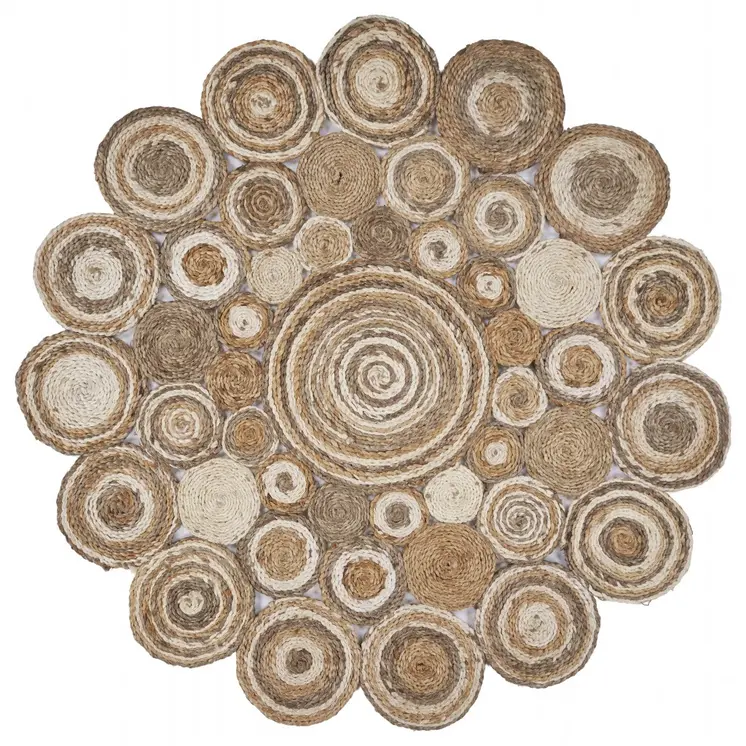 5' X 5' Natural Jute Hand Braided Area Rug