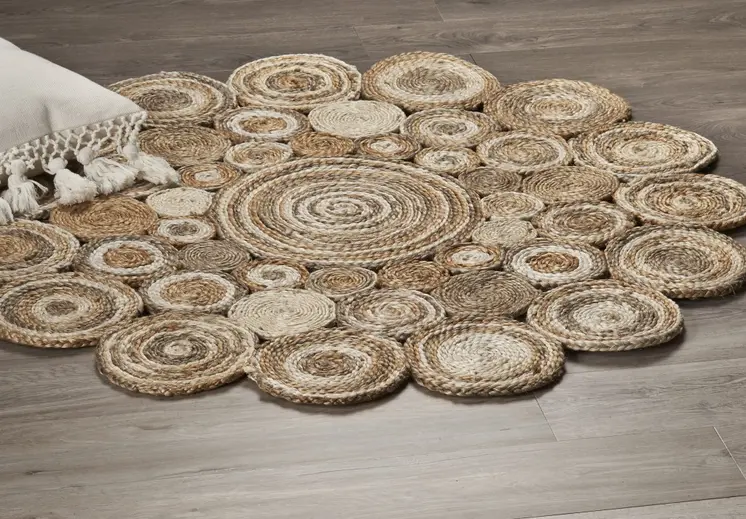 5' X 5' Natural Jute Hand Braided Area Rug