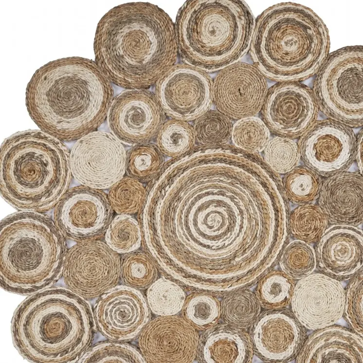 5' X 5' Natural Jute Hand Braided Area Rug