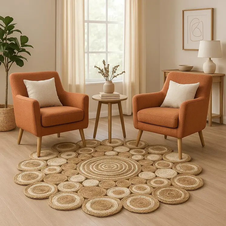 6' Natural Jute Hand Braided Round Rug