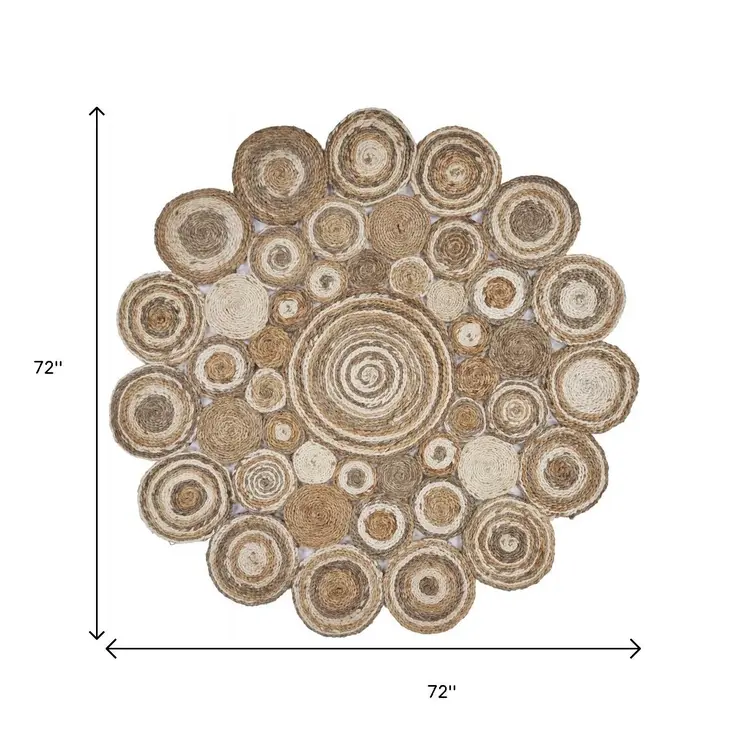 6' Natural Jute Hand Braided Round Rug