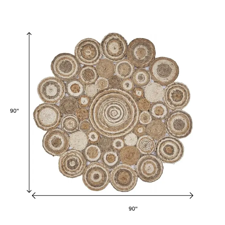 8' Natural Jute Hand Braided Round Rug