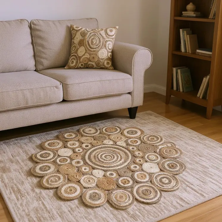 8' Natural Jute Hand Braided Round Rug