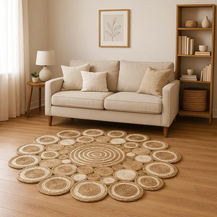 8' Natural Jute Hand Braided Round Rug