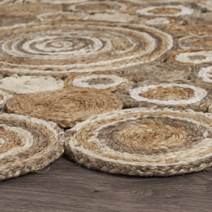 8' Natural Jute Hand Braided Round Rug