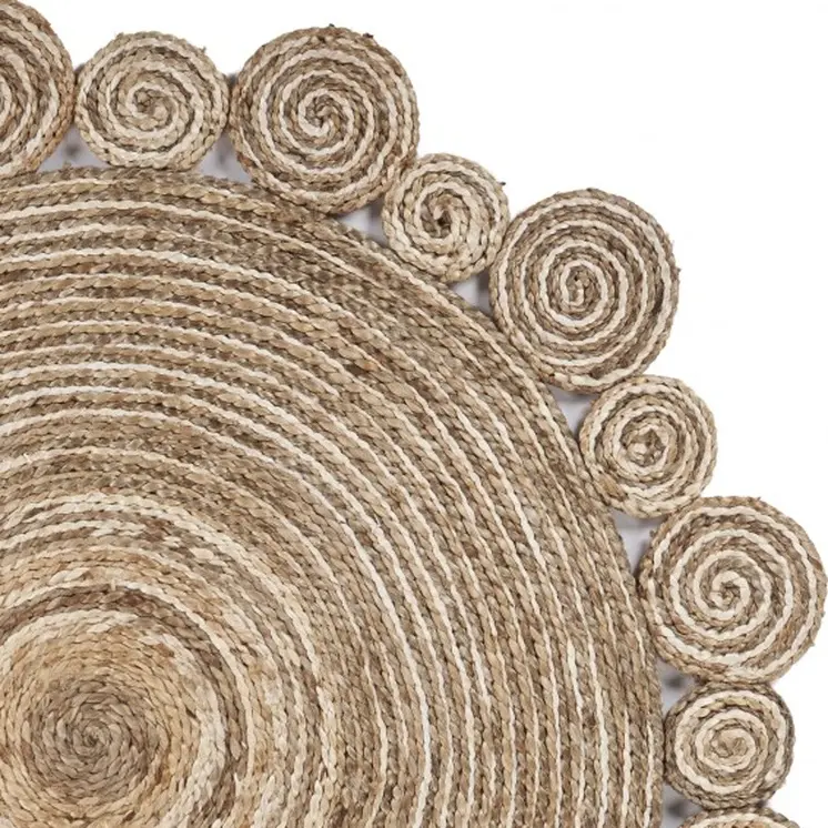 5' X 5' Beige Jute Hand Braided Area Rug