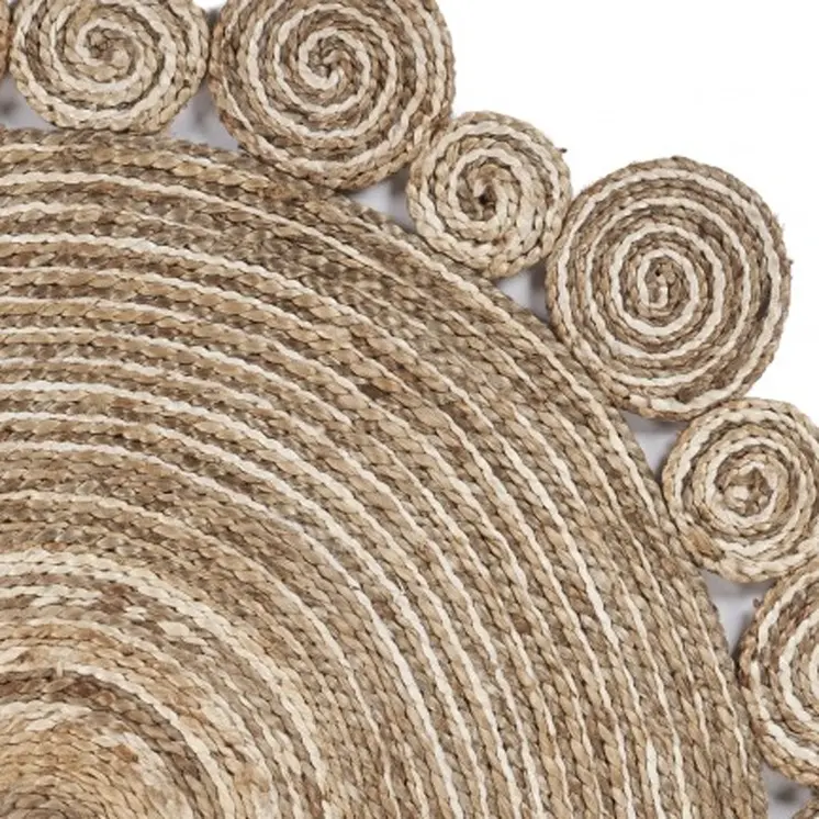 5' X 5' Beige Jute Hand Braided Area Rug