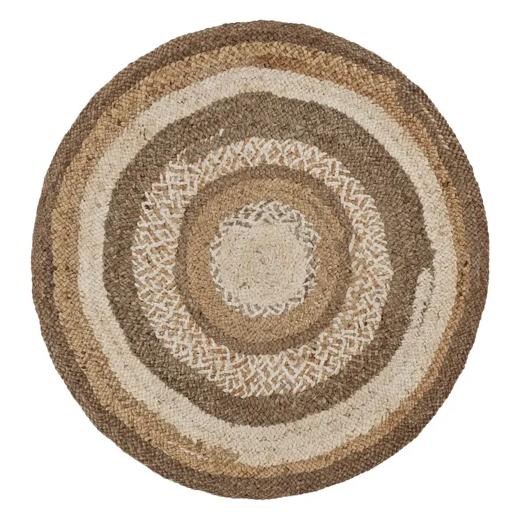 5' Beige Jute Hand Braided Round Rug