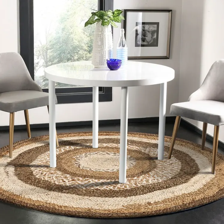 5' Beige Jute Hand Braided Round Rug