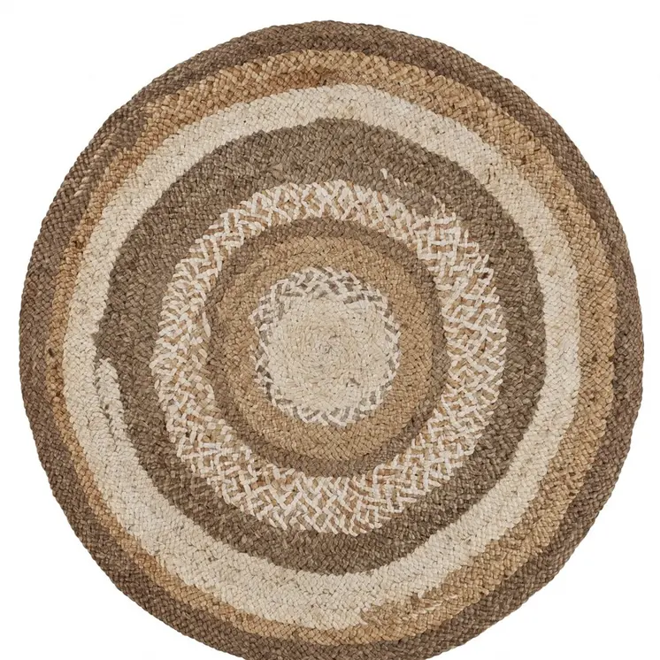 5' Beige Jute Hand Braided Round Rug