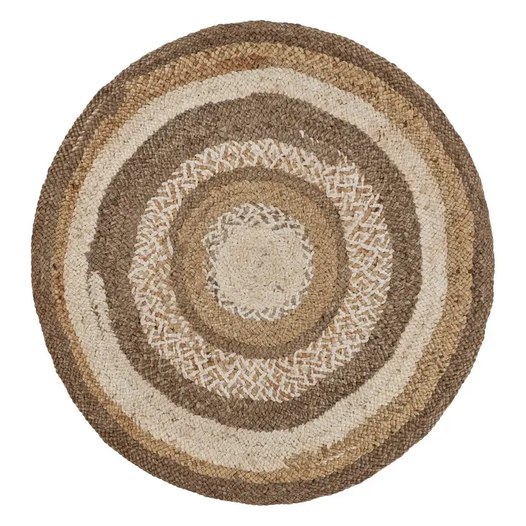 6' Beige Jute Hand Braided Round Rug