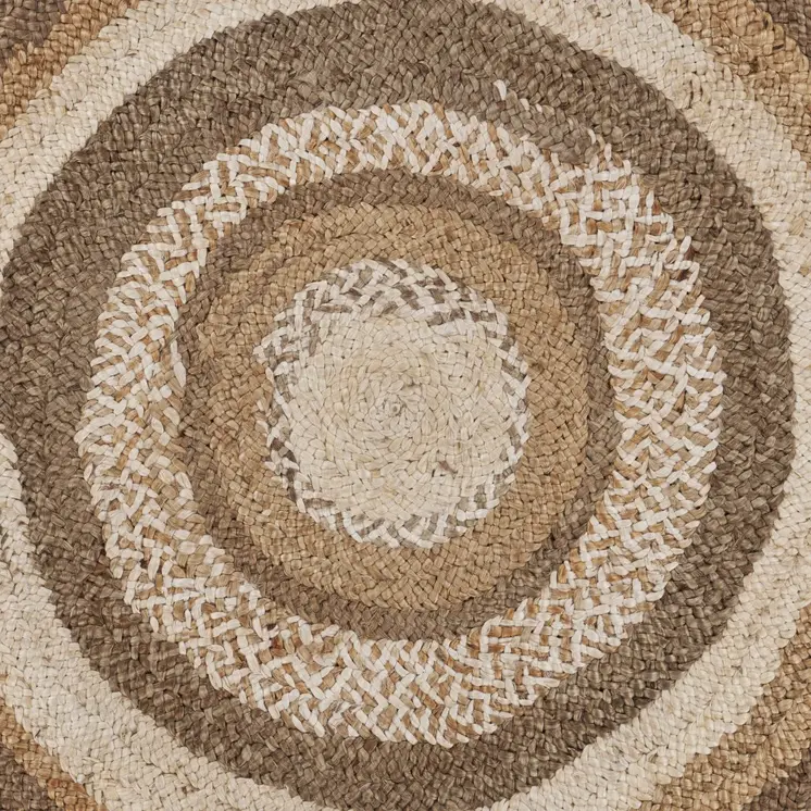 6' Beige Jute Hand Braided Round Rug