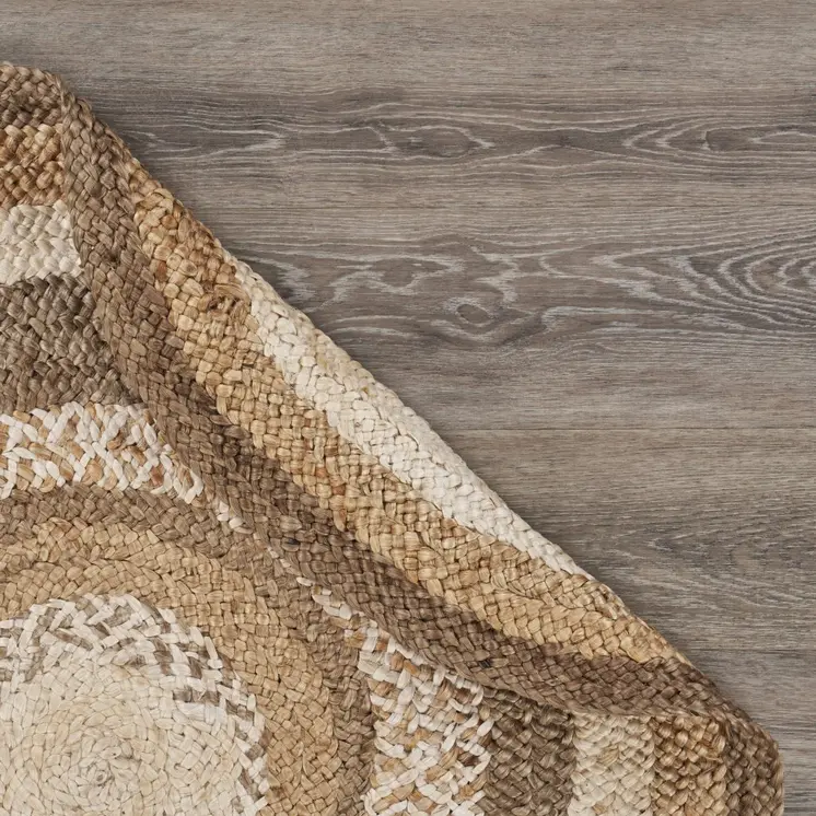 6' Beige Jute Hand Braided Round Rug