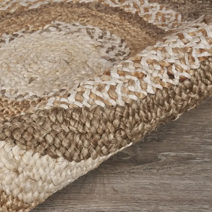 6' Beige Jute Hand Braided Round Rug