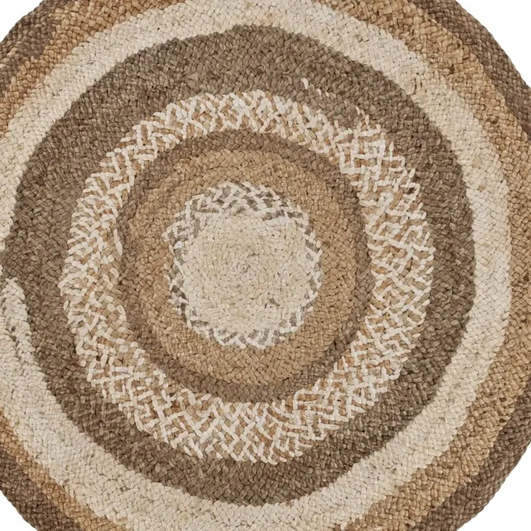 6' Beige Jute Hand Braided Round Rug
